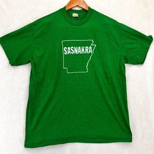Vintage Sport-T By Stedman Unisex Green Sasnakra Arkansas T-Shirt 80's Size XL